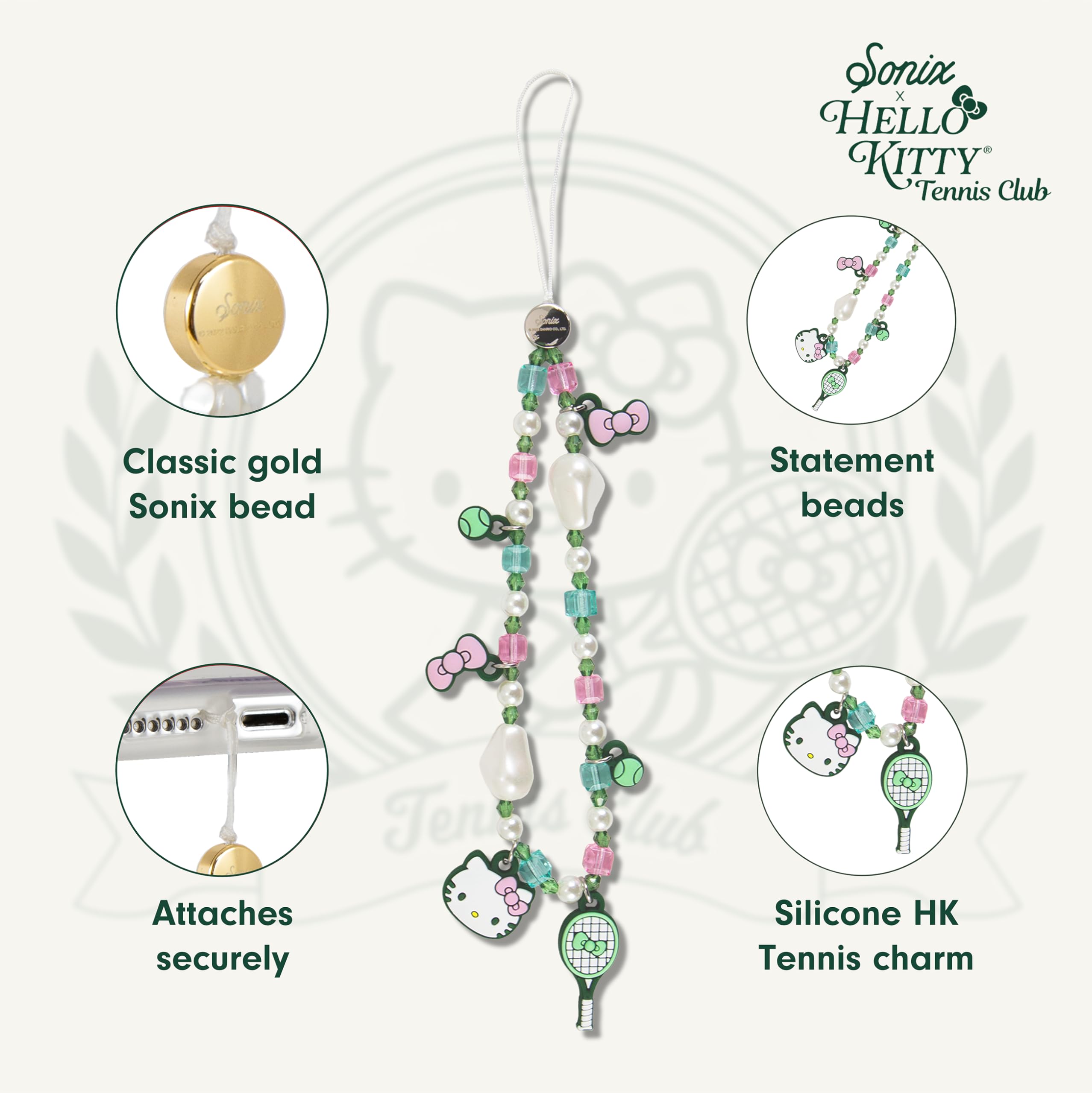 Amazon.com: Sonix x Sanrio Beaded Phone Charm | Beaded Wristlet